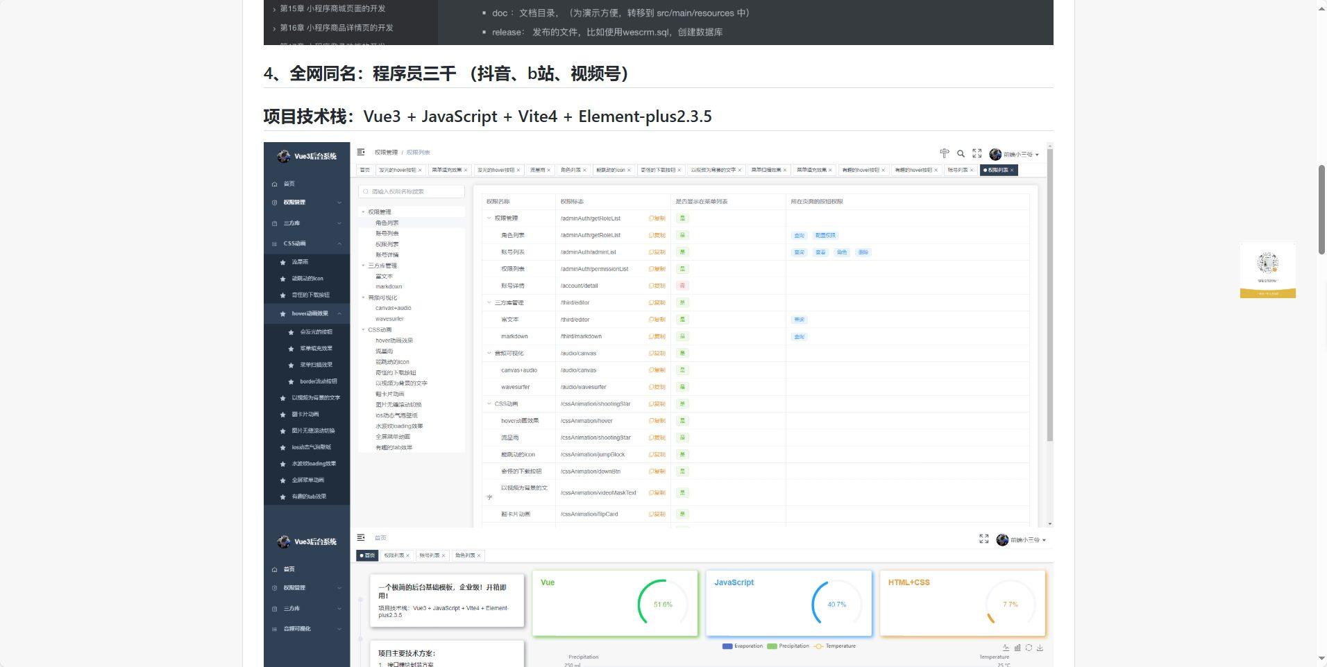 VUE后台管理系统模板